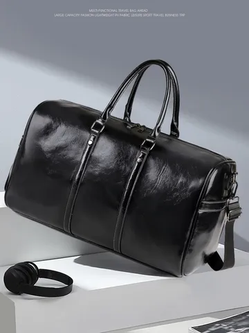 Unisex Τσάντα Γυμναστηρίου Κυλινδρική από Δέρμα PU Μεγάλη Χωρητικότητα για Άνδρες Γυναίκες Ανθεκτική Τσάντα Ταξιδιού Yoga