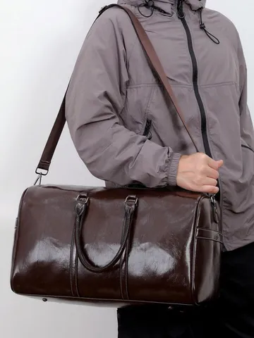 Unisex Τσάντα Γυμναστηρίου Κυλινδρική από Δέρμα PU Μεγάλη Χωρητικότητα για Άνδρες Γυναίκες Ανθεκτική Τσάντα Ταξιδιού Yoga