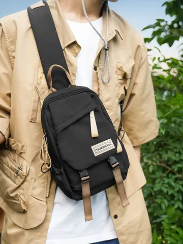 Große Kapazität Nylon Farbblock Sling Brusttasche Outdoor Lässig Umhängetasche Für Herren Damen Unisex Mehrere Taschen Rucksack
