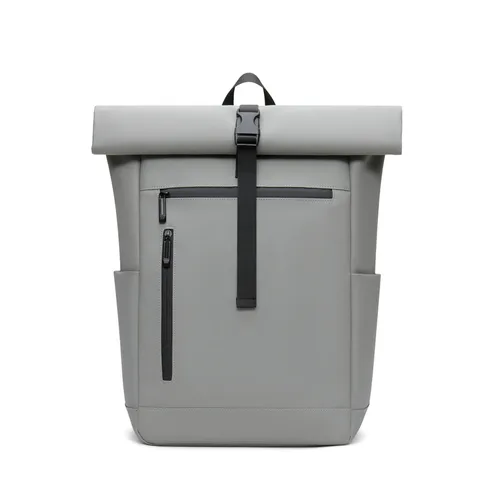 Large Capacity Roll Top Laptop Backpack Men Waterproof PU Leather Business Travel Casual Daypack Outdoor Commuter School Bag