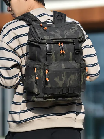 Men Large Capacity Camouflage Backpack Outdoor Hiking Travel Bag Business Casual Waterproof Wear-resistant Computer Rucksack