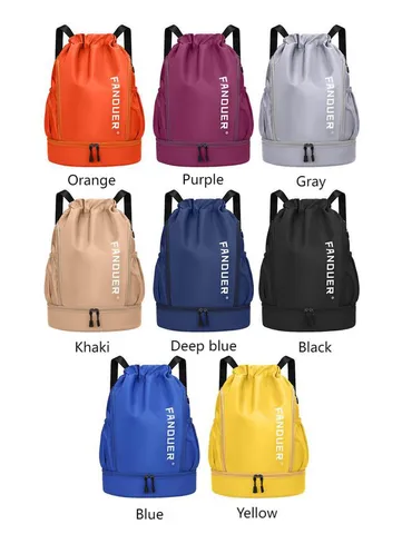 FANDUER Sportrucksack Mit Großer Kapazität Trocken-Nass-Trennung Wasserdicht Oxford-Gewebe Kordelzugbeutel Für Schwimmen Fitness