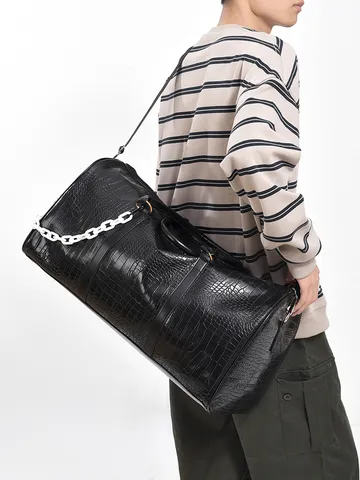 Krokodilmuster PU Leder Reisetasche Große Kapazität Wasserdichte Weekend Bag Für Fitness Geschäftsreise Unisex
