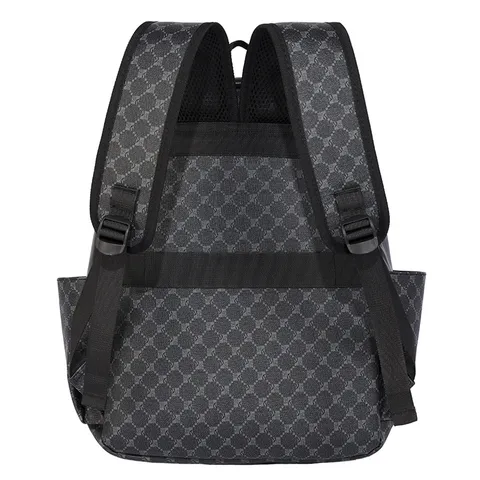 Mochila de PU a Cuadros para Hombre Bolso de Viaje Casual Urbano Bolso Escolar para Estudiantes Mochila para Portátil Impermeable Daypack Business