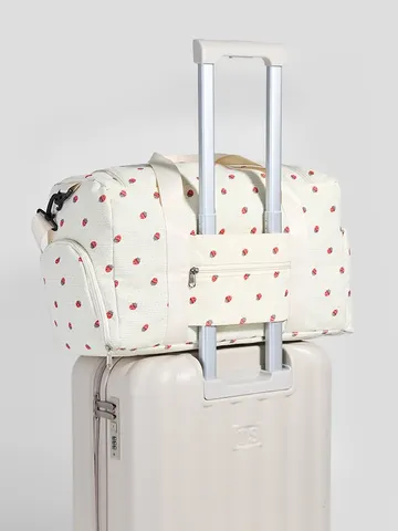 Cordsamt Erdbeer Druck Reisetasche Grosse Kapazitaet Sporttasche Wasserdichte Handtasche Mit Nass Trocken Trennung