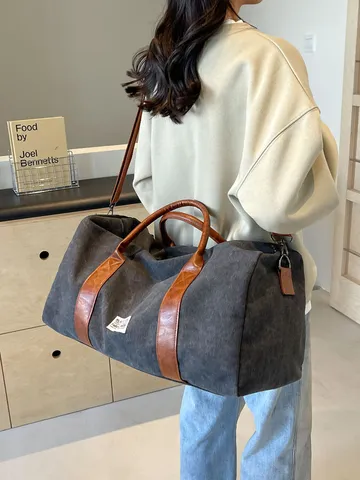 Grote Capaciteit Canvas Reistas Voor Dames Heren Casual Sport Gym Bag Weekend Overnachtingstas Lichtgewicht Bagage Tas