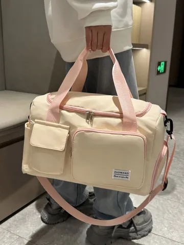 Große Kapazität Wasserdichte Reisetasche Faltbare Sport Fitness Reisetasche Mit Unabhängigem Schuhfach Farbblock Gym Bag