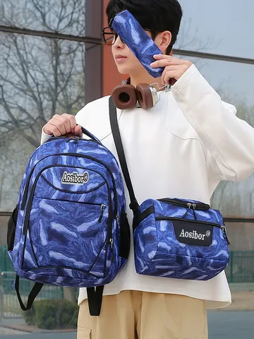 Waterdichte Casual Rugzak Geïsoleerde Lunchtas Etui Combinatie Voor Reizen School Buitenactiviteiten