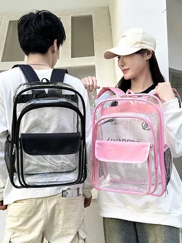 Klarer PVC Rucksack Transparente Wasserdichte Reise Schultasche Für Studenten Stadion Zugelassen Hohe Kapazität Freizeitrucksack