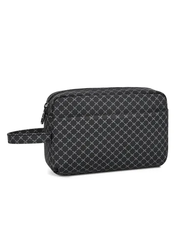 Trousse de Toilette en Cuir PU pour Hommes Sac de Rangement de Voyage d'Affaires Motif Géométrique Grande Capacité
