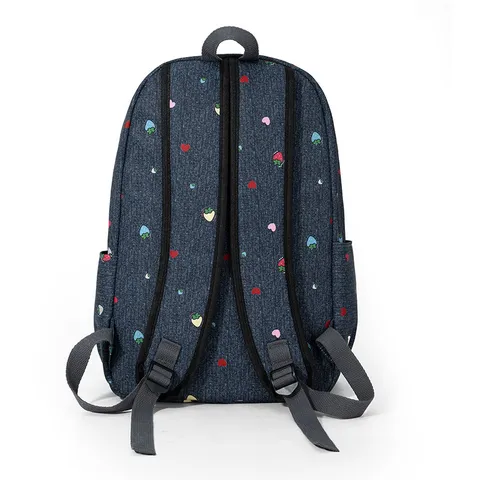 Juego de Mochila Floreal Estilo Preppy Con Bolsa de Almuerzo Y Estuche Estampado de Fresa Corazón Mochila Escolar Para Adolescentes Unisex