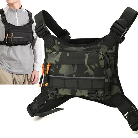 Men's Tactical Chest Bag Outdoor Running Fitness Sports Vest Bag Nylon Wear-Resistant Camouflage Casual Travel