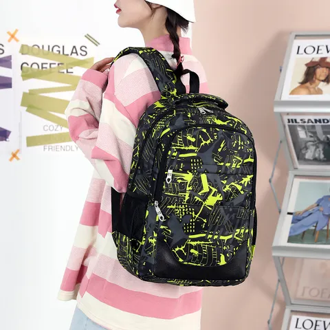 Preppy-Stil Camouflage-Graffiti Oxford-Gewebe Schultaschen-Set Mit Umhängetasche Und Mäppchen Große Kapazität Atmungsaktiv Rucksack Für Jugendliche