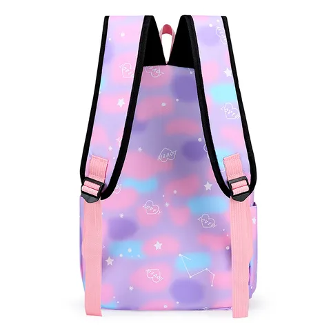 Süß Nylon Schulrucksack Set Für Mädchen Stern Herz Bedruckt Regenbogen Farbverlauf Schüler Tasche Pack Mit Lunchbeutel Federmappe