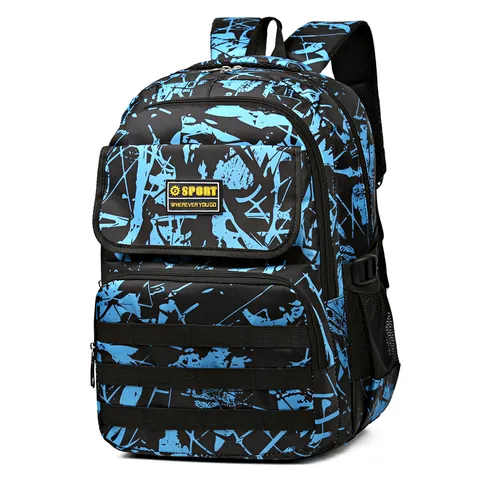Trendy Streetwear Camouflage Nylon Backpack Multi Pocket Lightweight Ergonomic Weight Reduction School Bag Travel Daypack For Teenagers Students