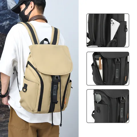 Sac à Dos Urban Fashion Streetwear pour Hommes Femmes Imperméable en Tissu Oxford Sac d'École Grande Capacité pour Voyage