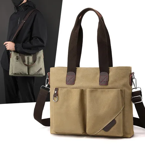 Große Kapazität Segeltuch Umhängetasche Unisex Minimalistisch Lässig Pendler Schultertasche Mehrere Taschen Handtasche Für Den Täglichen Gebrauch