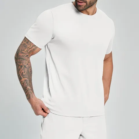 Heren Sport Fitness T-Shirt Oversized Verlaagde Schouders Ronde Hals Korte Mouw Gym Workout Top Basketbal Tennis