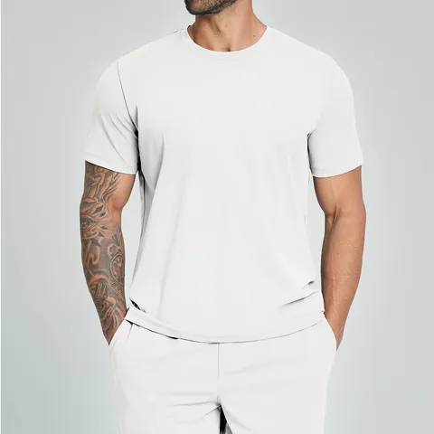Heren Sport Fitness T-Shirt Oversized Verlaagde Schouders Ronde Hals Korte Mouw Gym Workout Top Basketbal Tennis