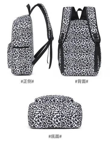 Conjunto de Mochila Escolar Casual con Estampado de Leopardo para Estudiantes Gran Capacidad Bolsa de Nylon con Bolsa de Almuerzo y Estuche