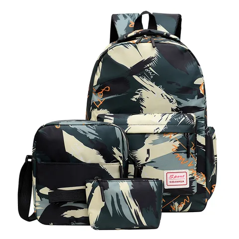 Unisex 3-teiliges Rucksack-Set Mit Großer Kapazität Abstraktem Graffiti-Druck Lässiger Nylon Schulrucksack Umhängetasche Täglicher Rucksack