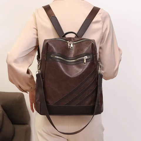 Damen PU Leder Mode Rucksack Große Kapazität Retro Diebstahlsicher Reisen Schule Schultertasche Casual Daypack Damen