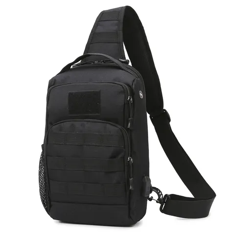 Taktische Umhängetasche Herren Wasserdicht Crossbody Brusttasche USB Ladeanschluss Tarnung Outdoor Wandern Angeln Tasche