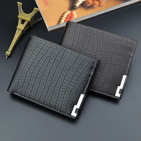 Men's Vintage Crocodile Pattern PU Leather Short Wallet Multi-card Slots Horizontal Retro Bifold Purse For Daily Business Gift