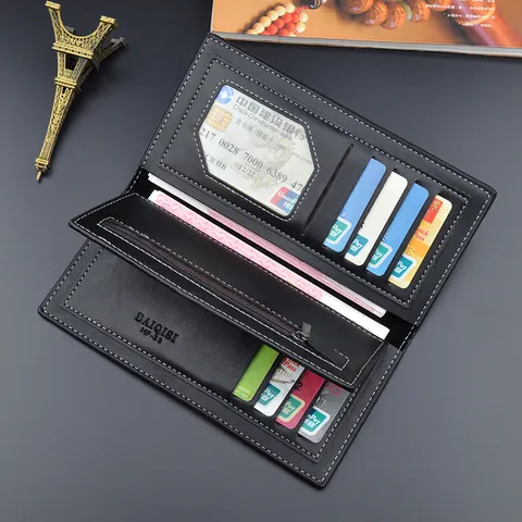 Men Business Embossed Long Wallet Polyurethane Bifold Cardholder Purse Soft Leather Texture Card Slots Bill Compartment Chic Daily Clutch Wallet
