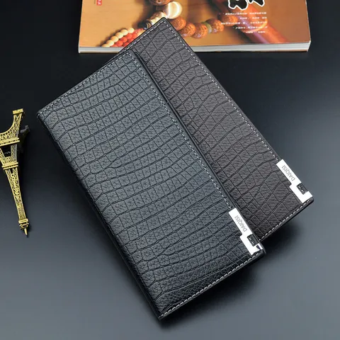Men Long Wallet Crocodile Pattern Business PU Leather Wallet Multi Slot Card Holder Large Capacity Purse Billfold Clutch