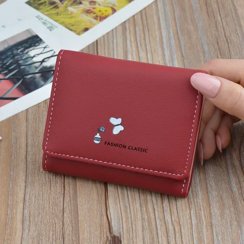 Women Short Trifold Wallet Fashion PU Leather Large Capacity Card Holder Mini Purse With Butterfly Embossed For Girls Students Daily Matching