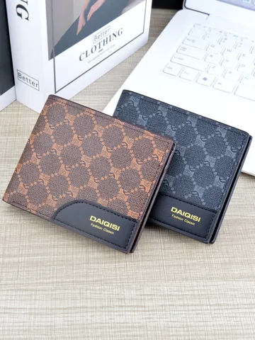 Men Vintage Plaid Printed PU Leather Short Bifold Wallet Multi Card Slots Casual Fashion Pocket Purse Gear Clip Wallet For Daily Use