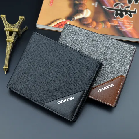 Men Business Commute PU Leather Short Wallet Stitching Fashion Contrast Color Bifold Wallet Multi Card Slots Large Capacity Cash Cardholder Wallet For Casual Daily Men Wallet