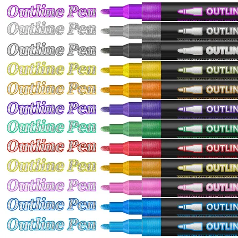 Stylos Perigrammatos Diplis Grammis Poikila Chromata Metallikoi Markers DIY Scrapbooking Kataskevi Karton Highlighters