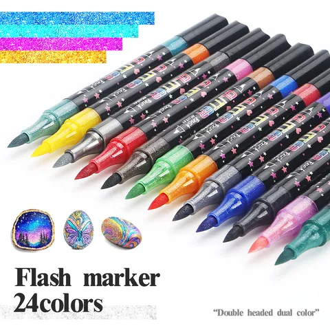 Diplis Kefalis Diplou Chromatos Marker Pen Malaki Aichmi Pearl Highlighter Gia Mathites Zografiki Graffiti Grafeio Scholeio