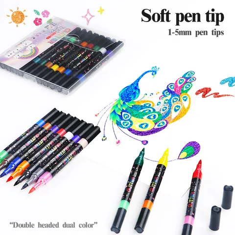 Diplis Kefalis Diplou Chromatos Marker Pen Malaki Aichmi Pearl Highlighter Gia Mathites Zografiki Graffiti Grafeio Scholeio