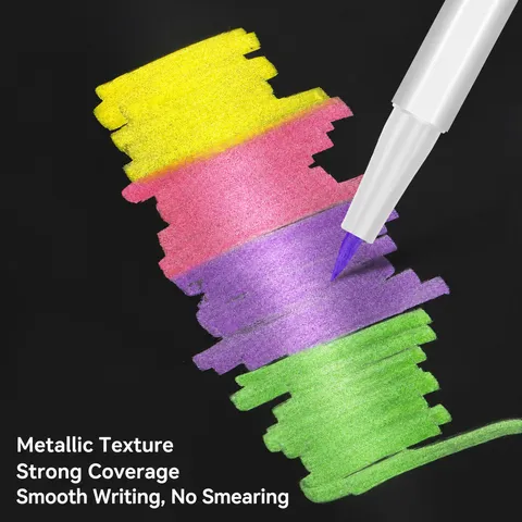 Metallic Marker Pens Acrylic Paint Brush Tip Pens For Rock Painting Scrapbooking Card Making DIY Crafts