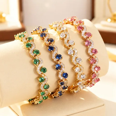 Fashion Alloy Cross Wave Zirconia Bracelet Women Luxury Elegant Rhinestone Crystal Charm Hand Jewelry Gift