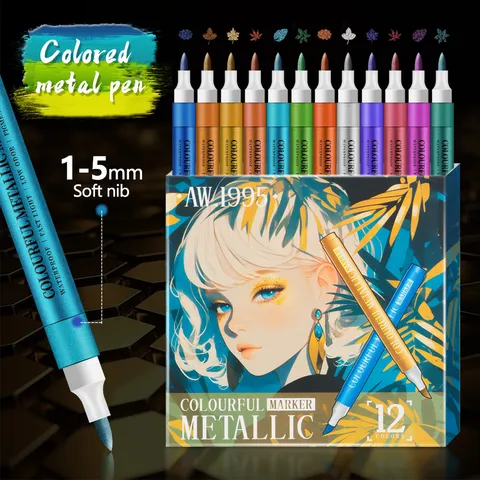 Metalen Acryl Marker Pennen Assorti Kleuren Waterdichte Verf Pennen Voor DIY Handboek Wenskaarten Steen Schilderen Kunst Ambacht