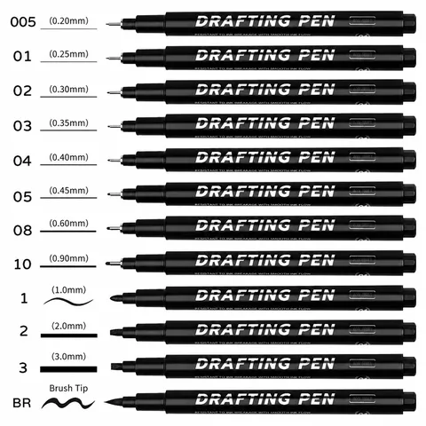 Epangelmatikó Set Fineliner Stylón Adiávroches Stylón Melánis Shediasmoú Maýra Micro-Pen Kallitechnikí Grammatikí