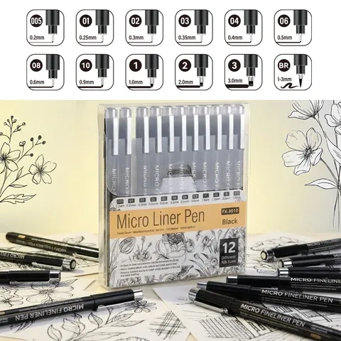 Professional Fineliner Pens Set Waterproof Black Micro Pen Drawing Pens For Art Sketching Office School Writing