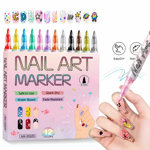 Waterdicht Sneldrogend Acryl Nail Art Graffiti Pennen Set Draagbare Nagelontwerp Fijne Punt Tekenen Marker Pennen Voor DIY