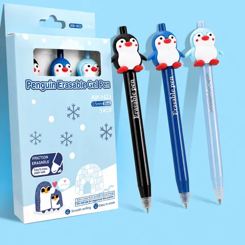 Retractable Heat Erasable Gel Pen Cute Penguin Bullet Tip Neutral Ballpoint Pen Student Writing Stationery