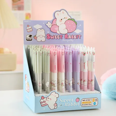Süßes Kaninchen Auslöschbarer Gelschreiber Blaue Tinte Cartoon Einziehbarer Schreibstift Mit Radiergummi Für Schüler Schule