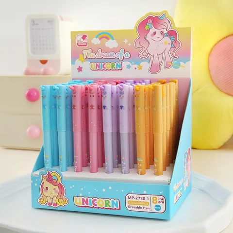 Süßes Einhorn Löschbarer Gelschreiber Feine Spitze Blaue Tinte Cartoon Drücken Schreibstift Schüler Schreibwaren Schulbedarf