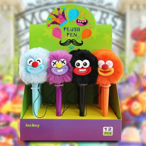 Süßes Monster Plüschball Gelstift Schwarze Tinte Schreibstift Lustiges Flauschiges Plüschtier Schreibwaren Schulbedarf