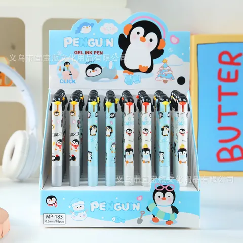 Kreativer Süßer Pinguin Klick Gelschreiber Schwarze Tinte Tintenschreiber Schüler Schreibwaren Büro Schreibbedarf