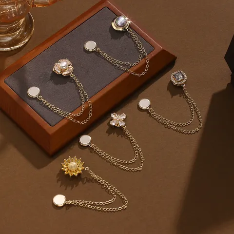 Koper Strass Kunstparel Bloemen Strik Magnetische Broche Sjaal Gesp Anti-expansie Speld Dames Sieraden