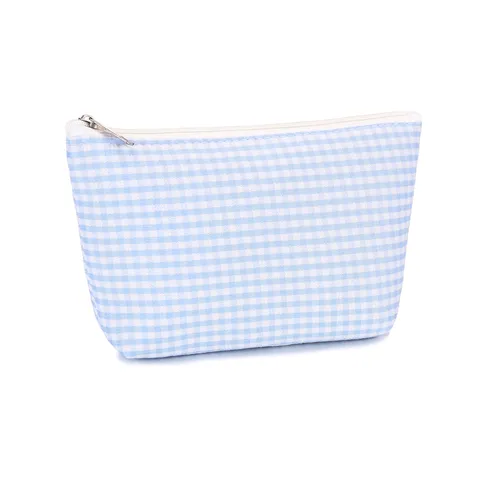 Borsa da Trucco a Quadri Fresca Grande Capacità Viaggio Custodia Con Cerniera Lavabile Donna
