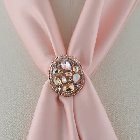 Fibbia per Sciarpa in Seta con Strass Cavi Retrò in Lega Spilla Geometrica Spilla Anello Sciarpa Clip per Scialle Accessori di Moda